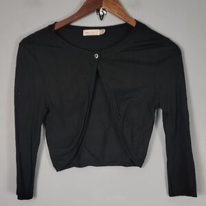Zara Black Cut Out 3/4 Sleeve Shrug Bolero Blouse